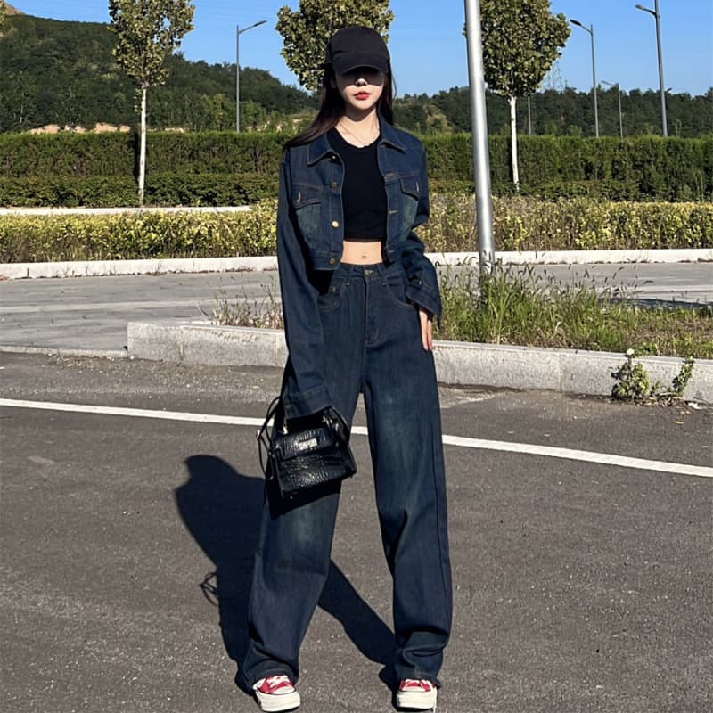 ジャケットセットアップ ゆったりシルエットデニムセットアップ
