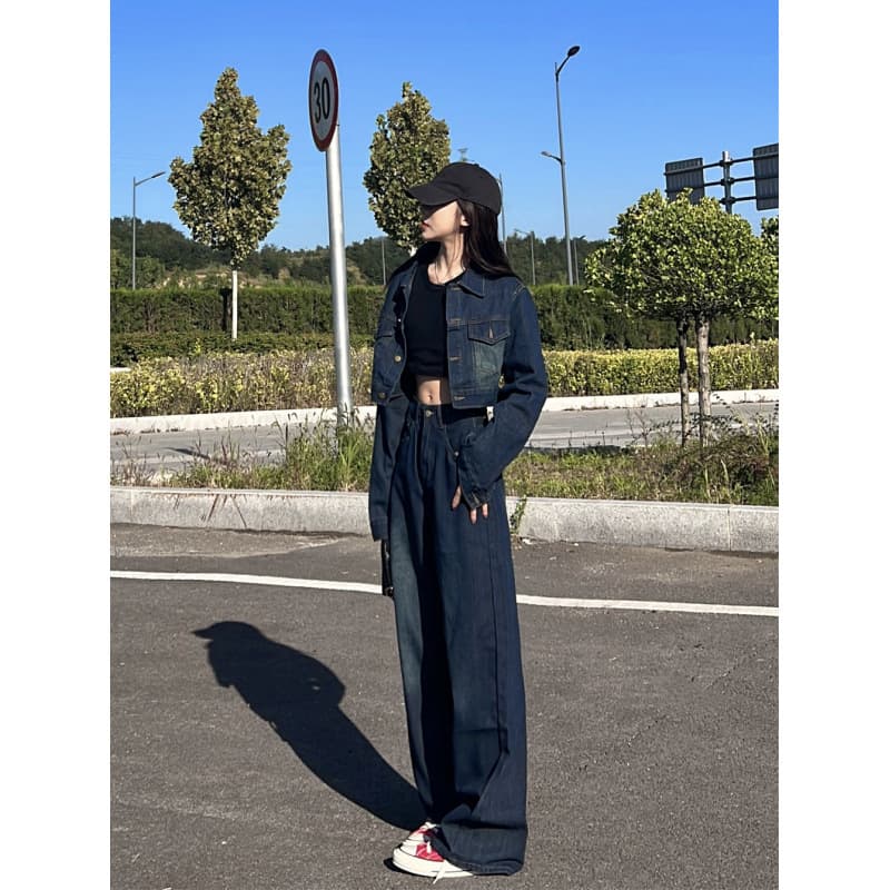 ジャケットセットアップ ゆったりシルエットデニムセットアップ
