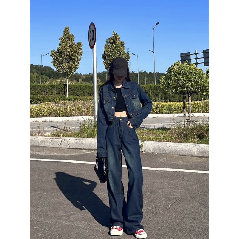 ジャケットセットアップ ゆったりシルエットデニムセットアップ