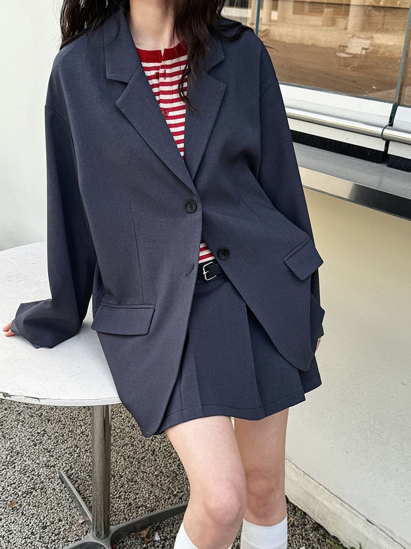 ジャケットセットアップ ゆったりシルエットミニスカートセットアップ