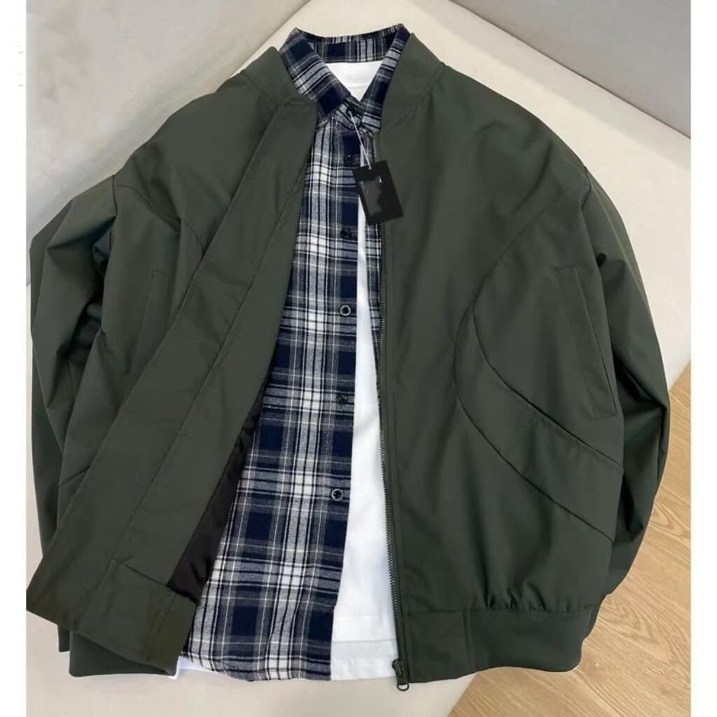 ジャケットセットアップ ストライプ柄シャツ付きジップアップブルゾン