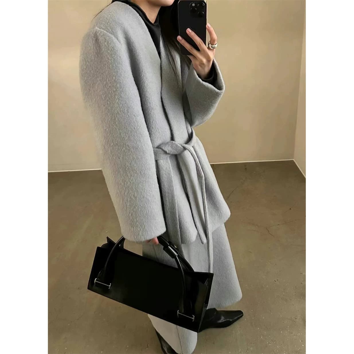 ウール混 ロング丈 ジャケットセットアップ