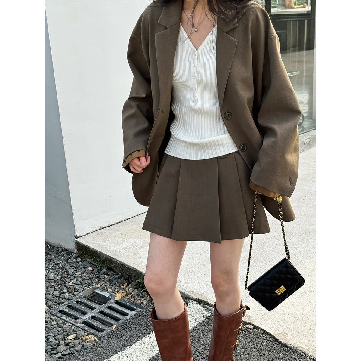 ジャケットセットアップ ゆったりシルエットミニスカートセットアップ