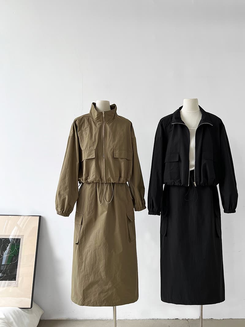 ジャケットセットアップ ドロスト調整ナイロン上下セット